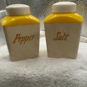 Vintage 1950’s Luster ware Yellow and White Salt and Pepper Shakers